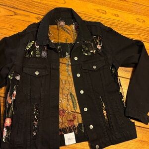 Embroidered Black Denim Jacket